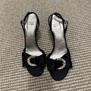 Vintage Stuart Weitzman Black Satin Sandals
